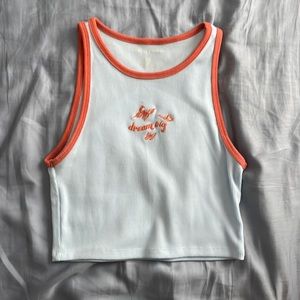 American Eagle Halter Top - “Dream Big” with Butterflies - Orange and Sky Blue